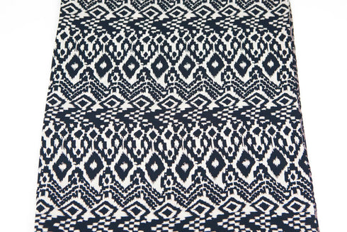 Tribal Black and White Sand Challis Woven Fabric 2 Pieces that Total 1 Yard and 29 Inches  LWW00004